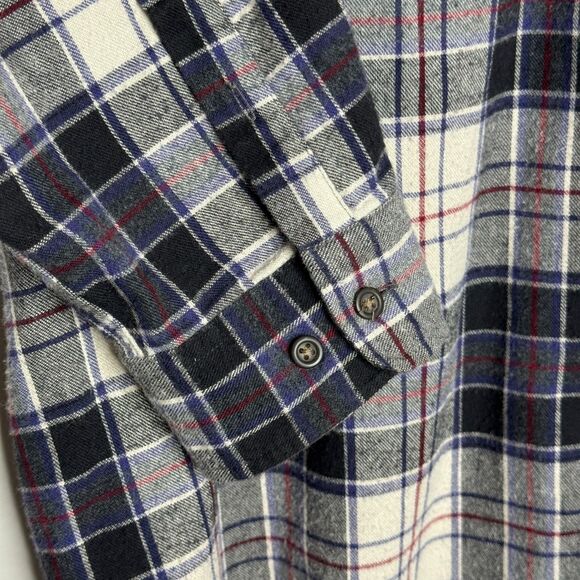 Eddie Bauer Mens Button Up Flannel Shirt XL Blue Cotton Lumberjack Cabin Cozy - Picture 12 of 12
